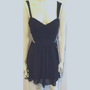 Hailey Logan Black Chiffon Mesh Cutout Dress Size 9/10 Tag $99